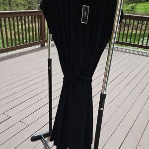 Alfani Black Sleeveless Midi Sx 1X Wrap Sundress Cocktail Casual